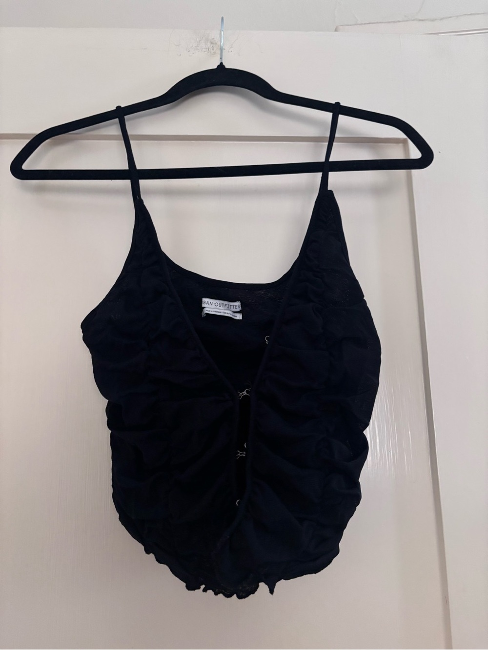Urban Outfitters Black Ruched Hook-Front Cami